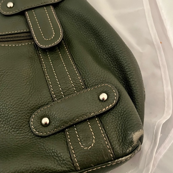 Tignanello Olive Green Leather Shoulder Bag - Picture 12 of 16